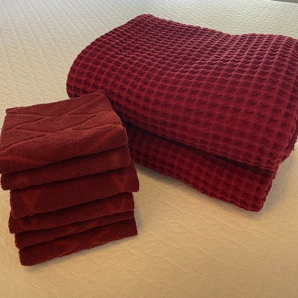 Quartz Large Washcloth Bundle Burgundy (6) - Picture 4 of 4